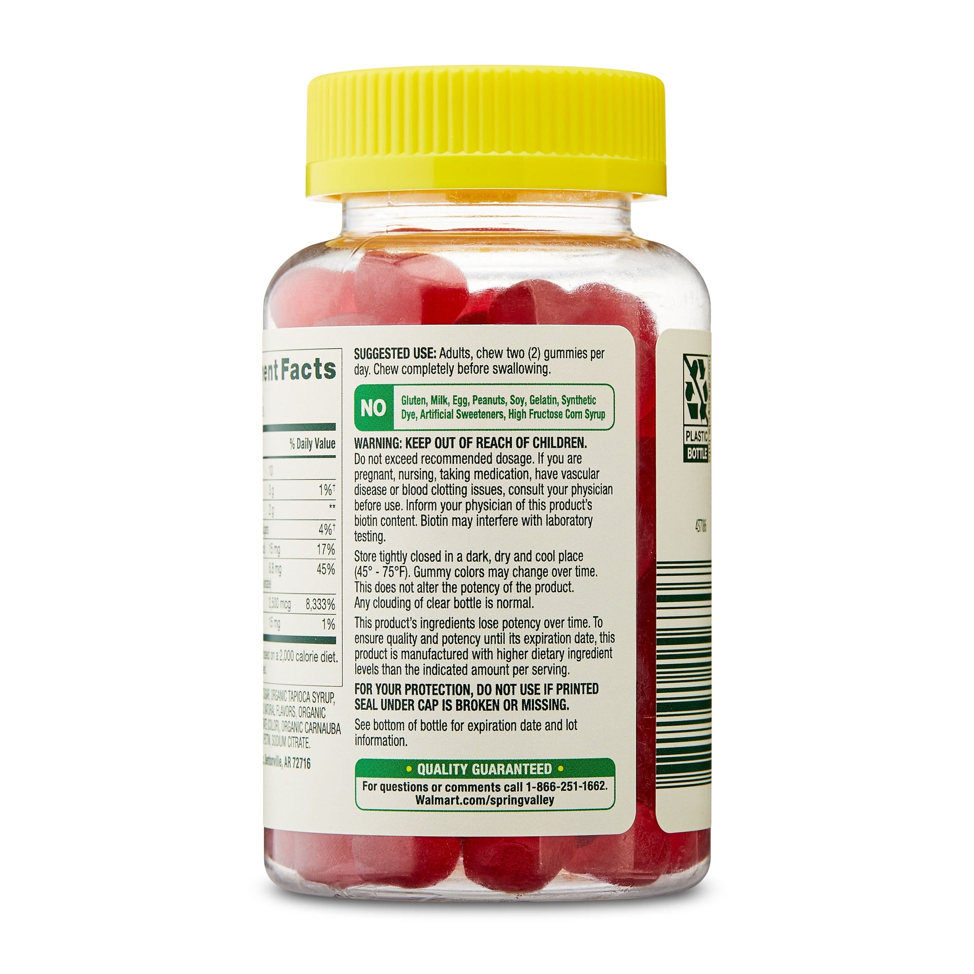 Spring Valley - Hair, Skin, and Nails Vegetarian Gummies, Strawberry Flavor 60 Gummies