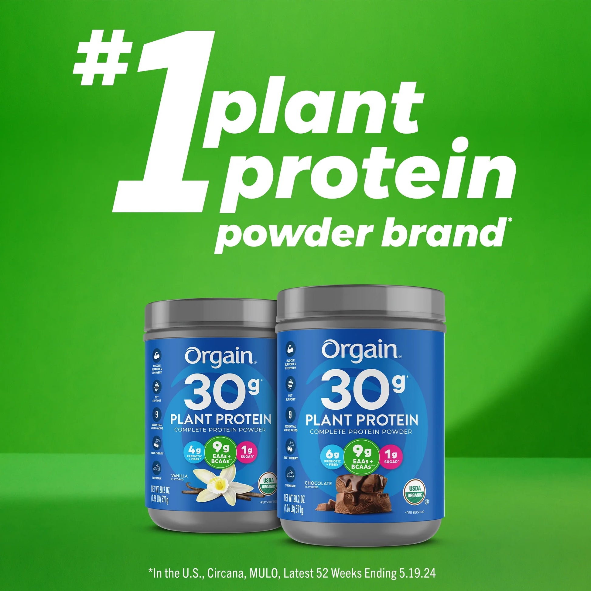 Organic Vegan 30G High Protein Powder, Plant Based Shake Drink, Prebiotic Fiber, Chocolate, 1.26Lb