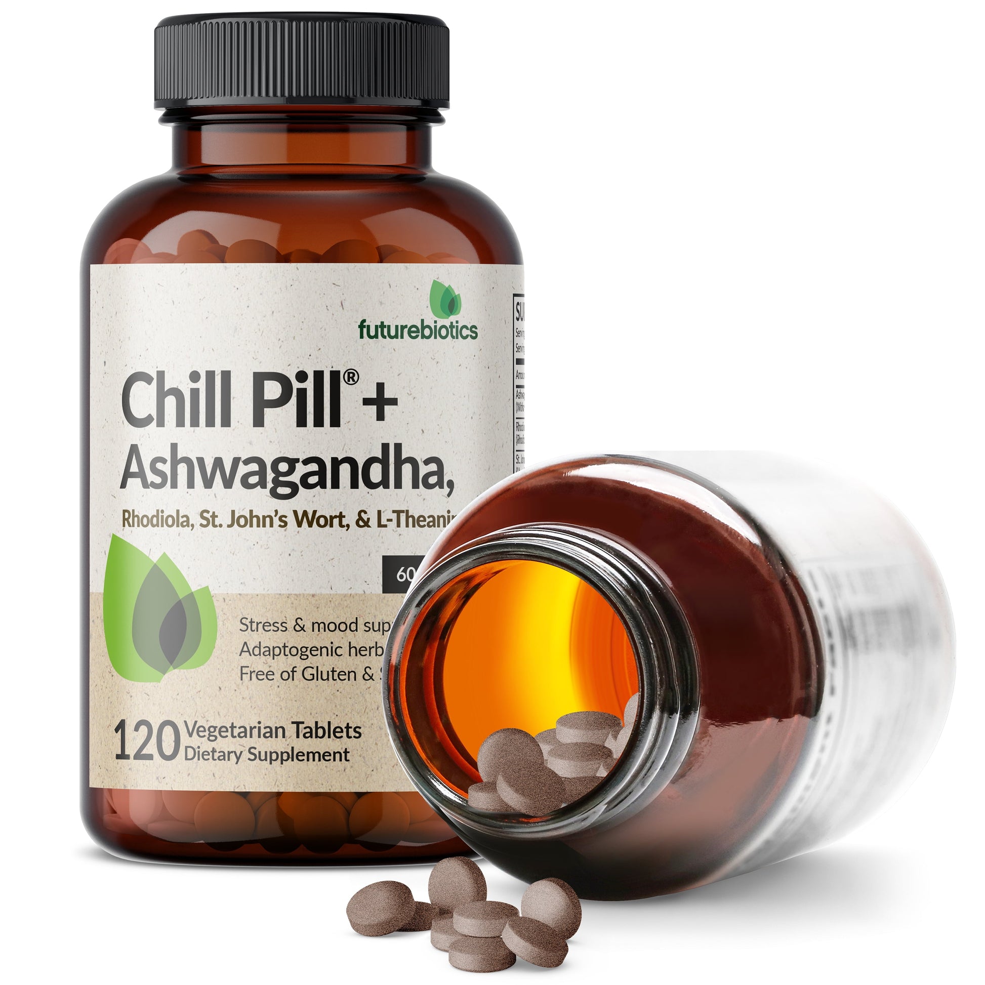 Futurebiotics - Chill Pill + Ashwagandha - Serving Stress & Mood Support - Non-Gmo, 120 Vegetarian Tablets