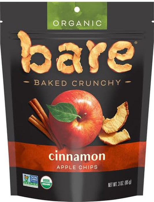 Bare - Organic Apple Chips 3 Ounce Gluten Free Healthy Snack with Cinnamon