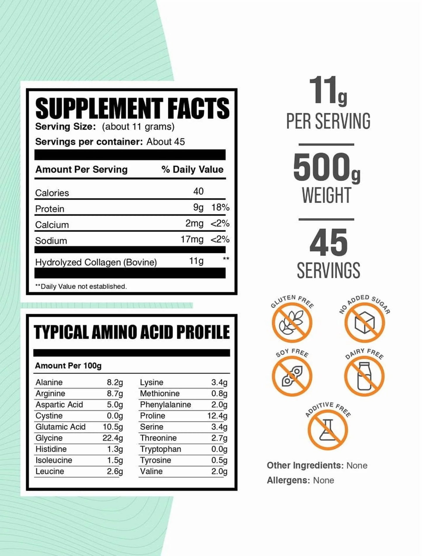 Bulksupplements - Collagen Peptides Powder - Unflavored, 500gr