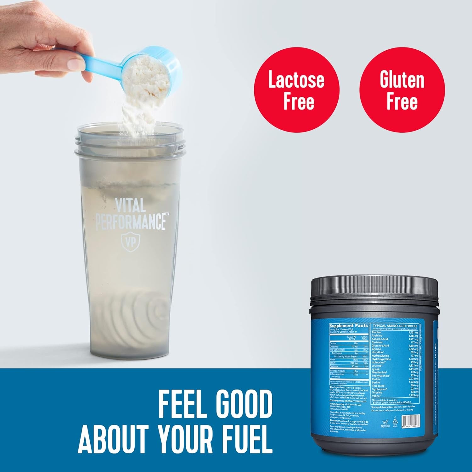 Vital Proteins - Collagen Peptides Powder - Strawberry Protein Powder Blend, Lactose-Free, Made without Gluten, 1.68Lb