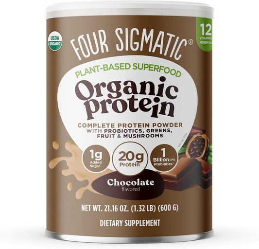 Four Sigmatic - Organic Plant-Based Protein Powder Creamy Cacao Protein with Lion’S Mane, 21.16 Oz
