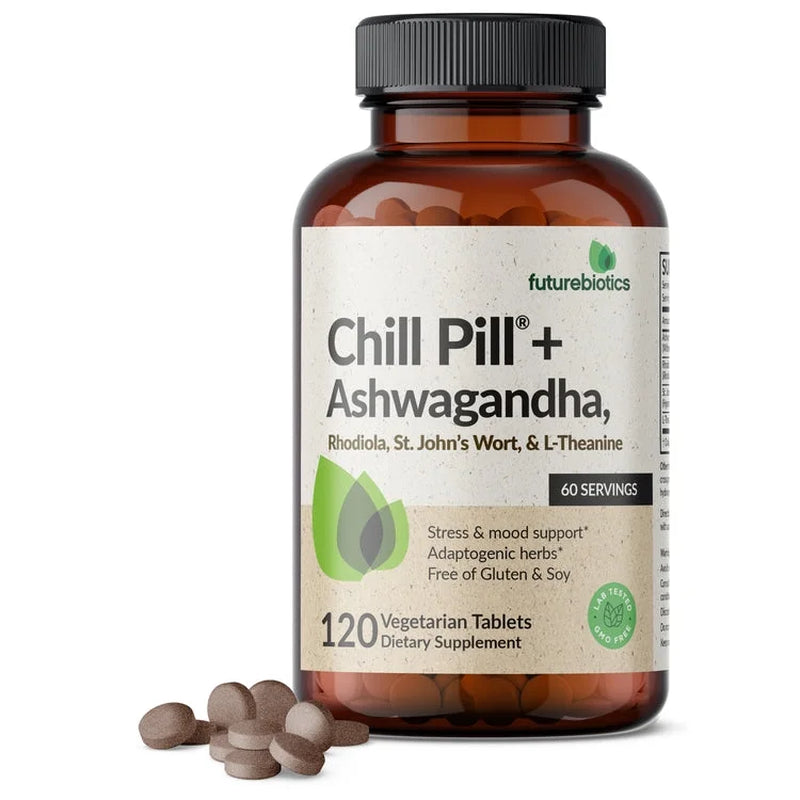 Futurebiotics - Chill Pill + Ashwagandha - Serving Stress & Mood Support - Non-Gmo, 120 Vegetarian Tablets