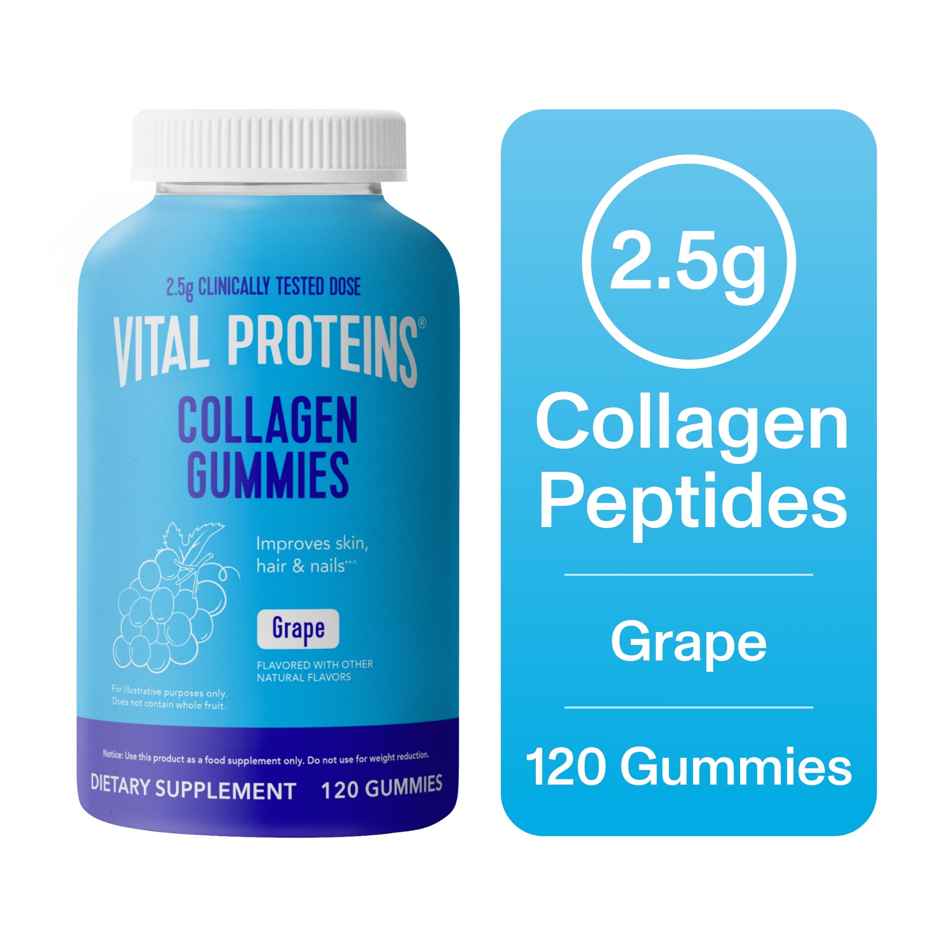 Vital Protein - Collagen Peptides Gummies for Hair, Skin, and Nails - 120 Gummies