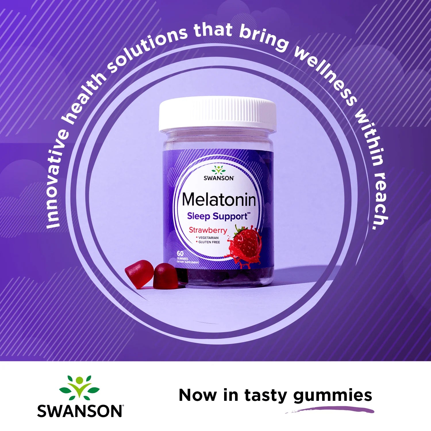 SWANSON - Melatonin Gummies, Strawberry 60 Gummies