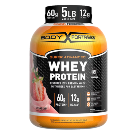 Body Fortress - Whey Protein Powder 5 Lb, Strawberry Flavor