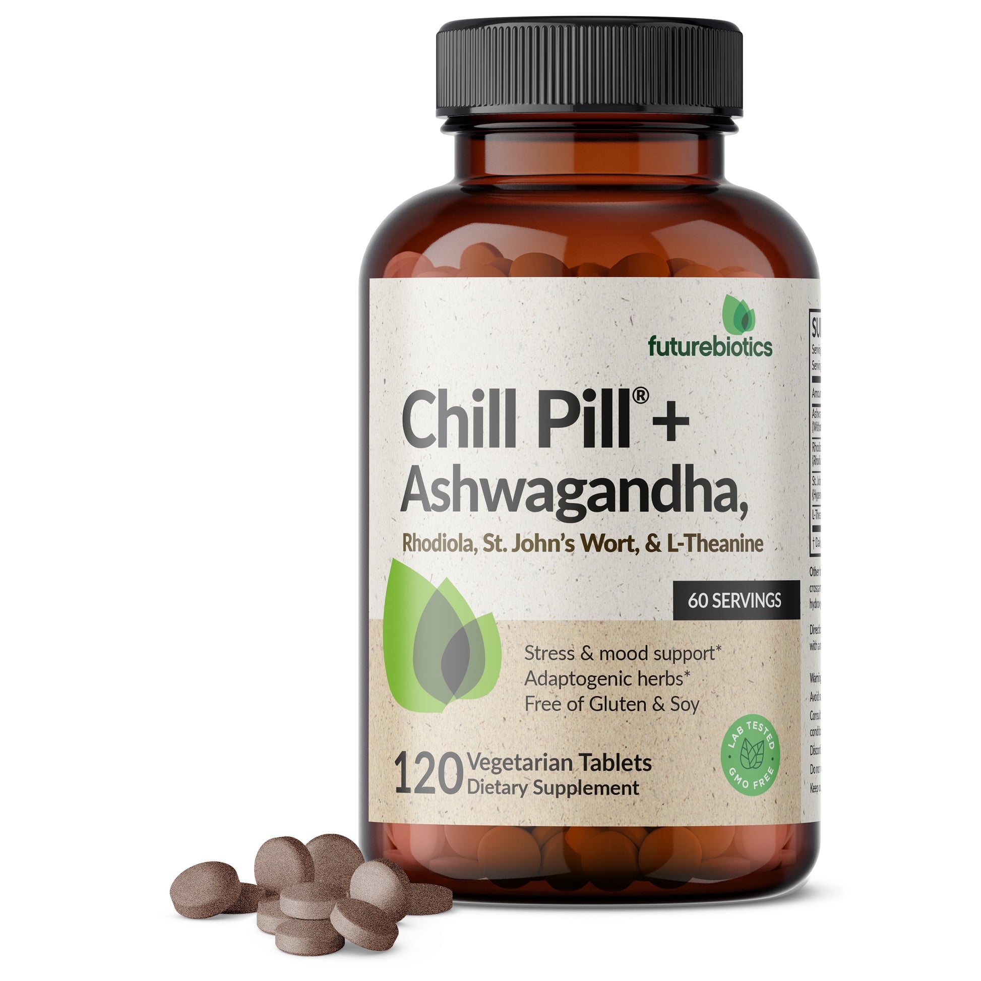 Futurebiotics - Chill Pill + Ashwagandha - Serving Stress & Mood Support - Non-Gmo, 120 Vegetarian Tablets