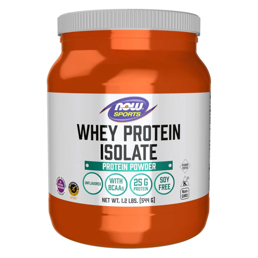 NOW Foods - Whey Protein Isolate, 25 G with Bcaas, Unflavored Powder, 1.2-Pound