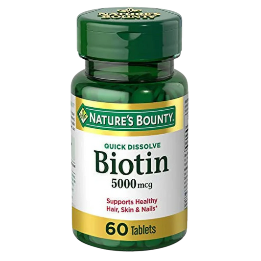 Nature's Bounty - Biotin for Healthy Hair, Skin, and Nails, 5000 Mcg - 60 Tablets