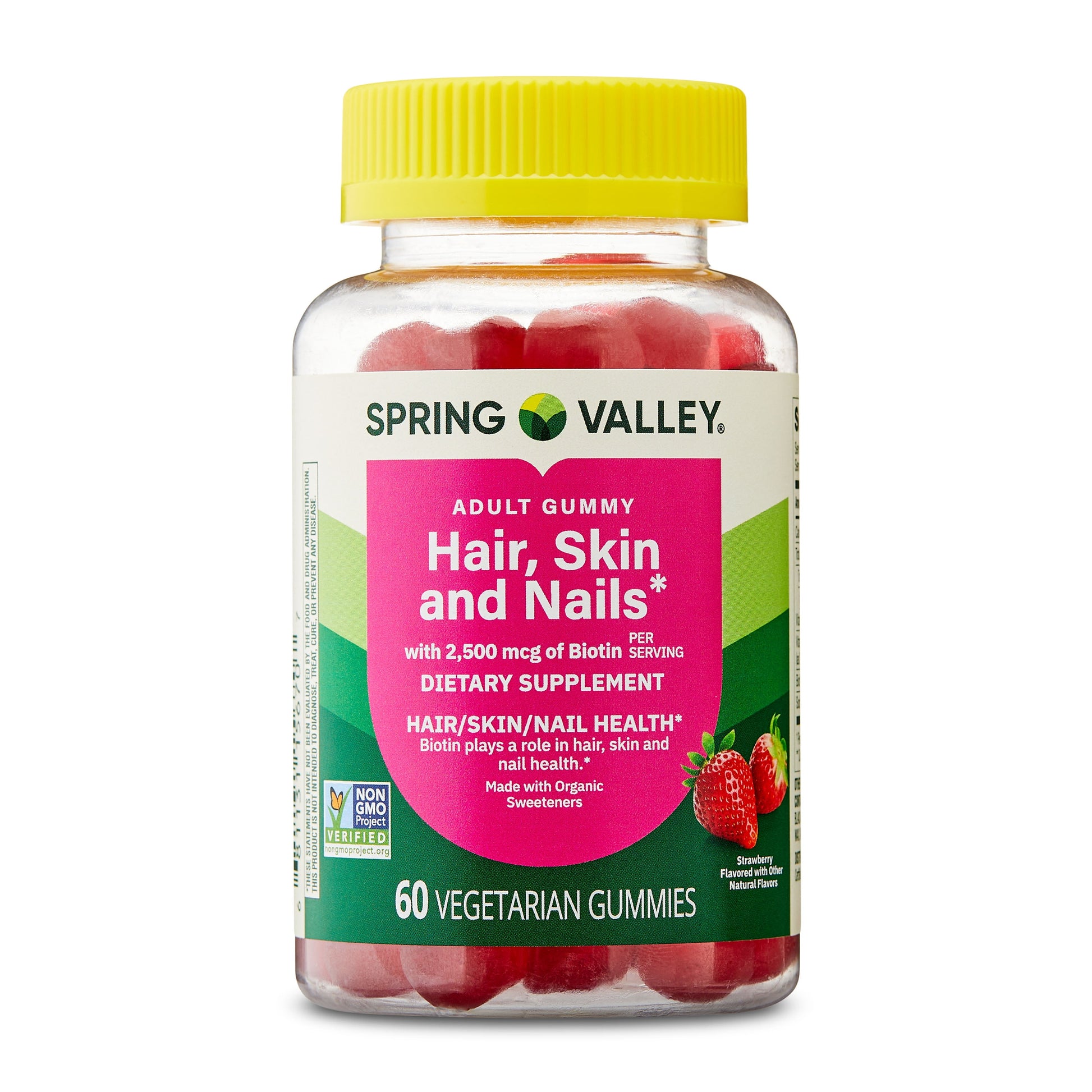 Spring Valley - Hair, Skin, and Nails Vegetarian Gummies, Strawberry Flavor 60 Gummies