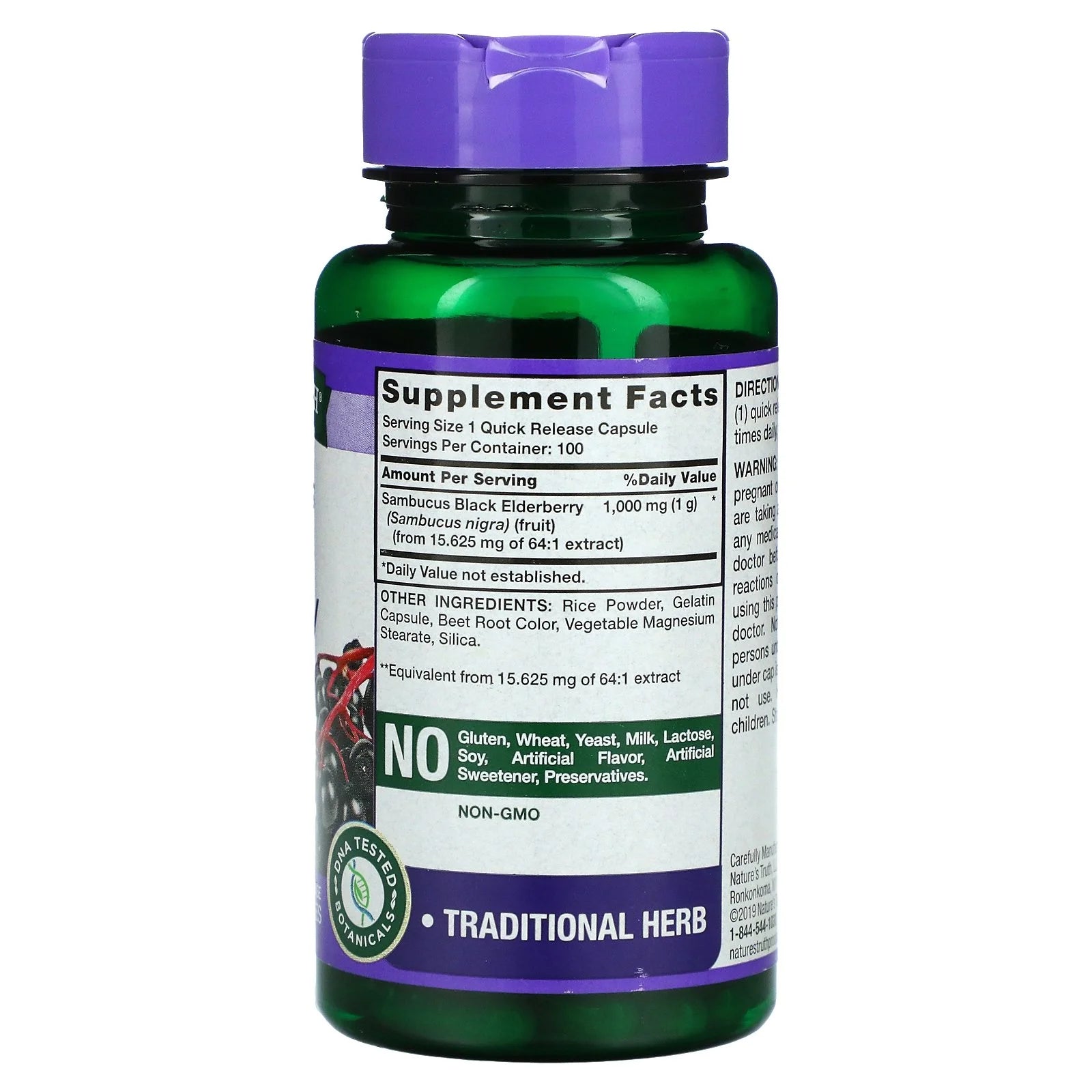 Nature's Truth - Sambucus Black Elderberry Capsules 5,000mg - Non-Gmo and Gluten Free