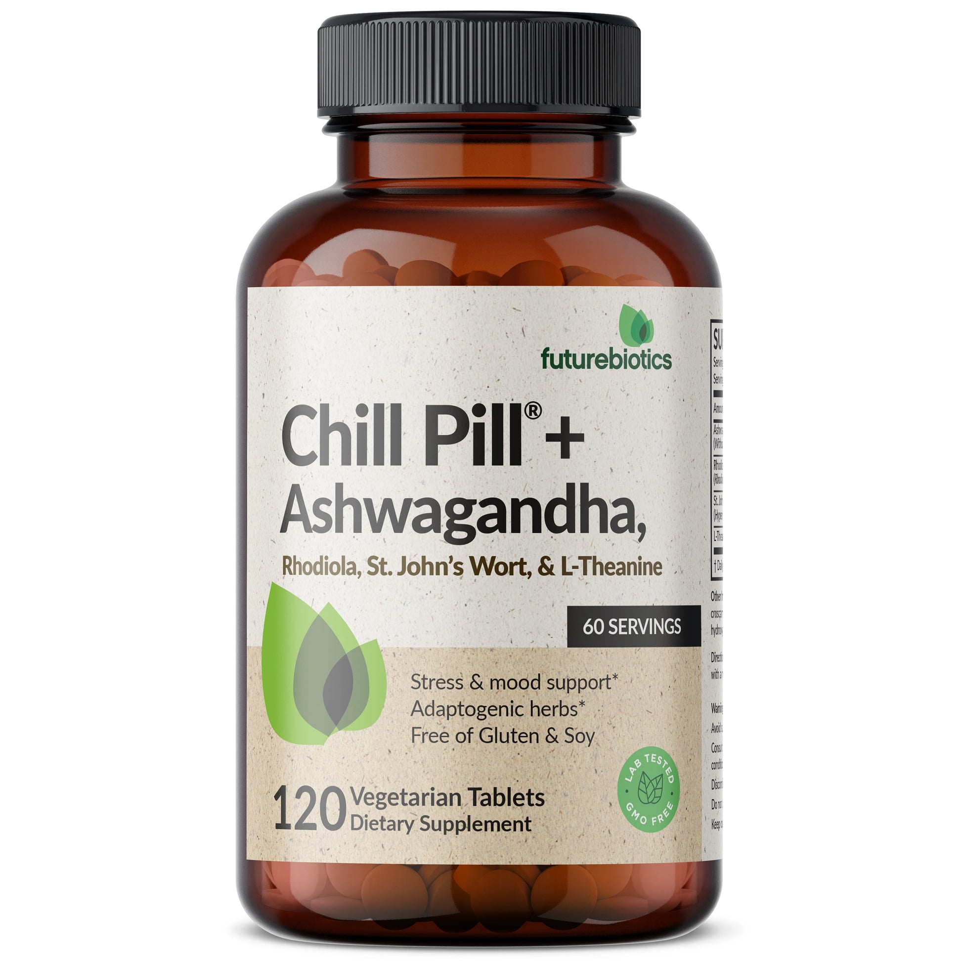 Futurebiotics - Chill Pill + Ashwagandha - Serving Stress & Mood Support - Non-Gmo, 120 Vegetarian Tablets