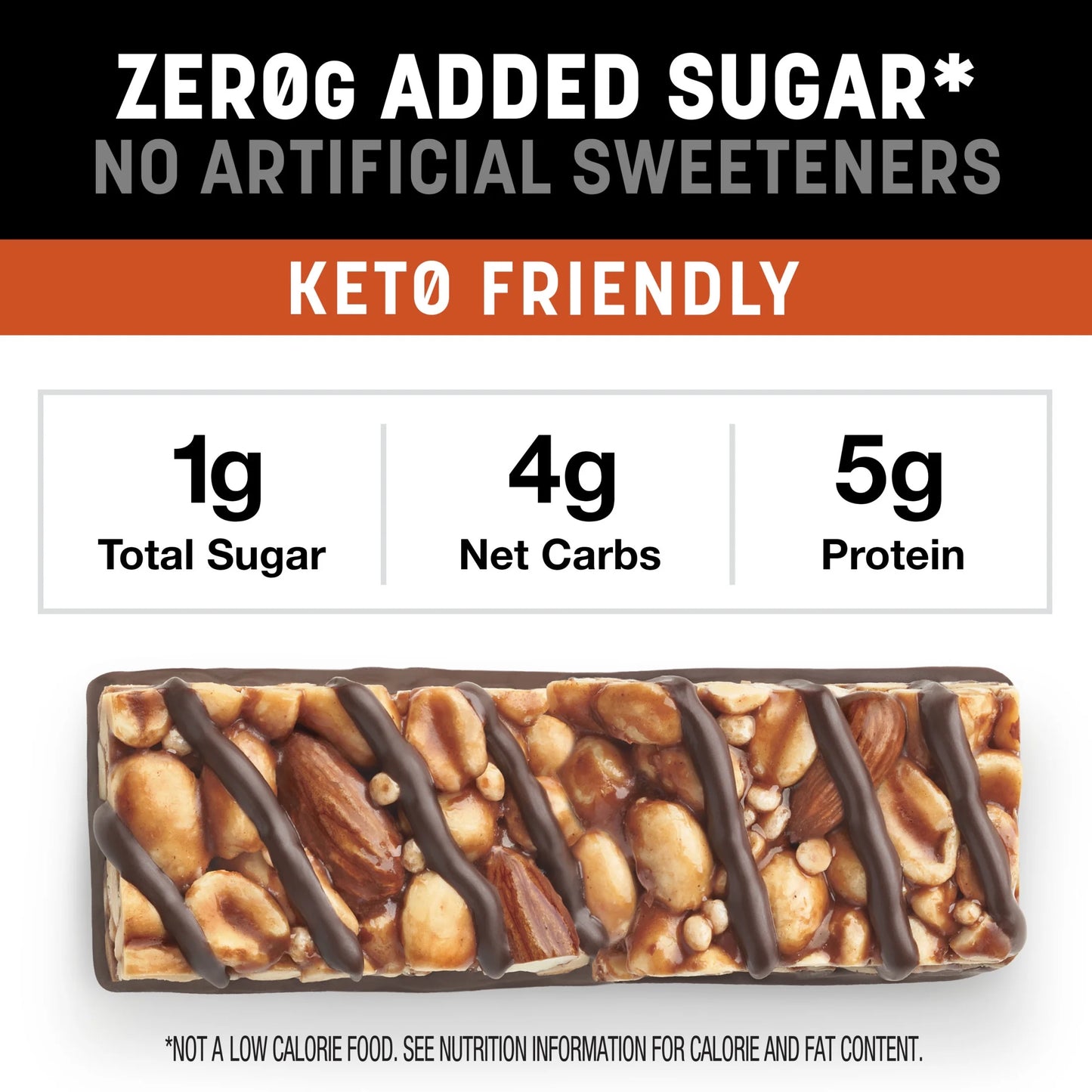 (2 Pack) KIND Zero Added Sugar Bars, Keto Friendly Snacks - 5 Bars