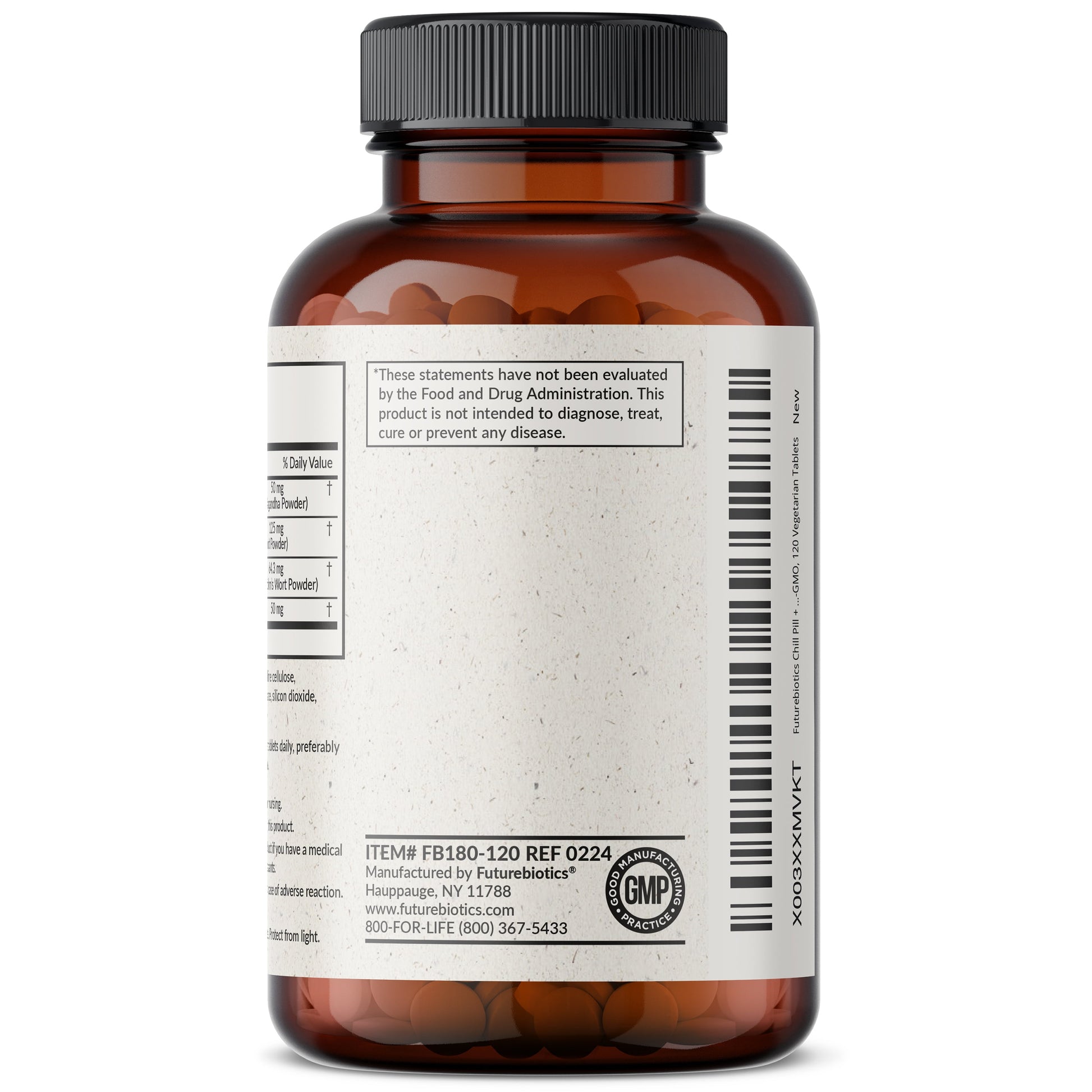 Futurebiotics - Chill Pill + Ashwagandha - Serving Stress & Mood Support - Non-Gmo, 120 Vegetarian Tablets