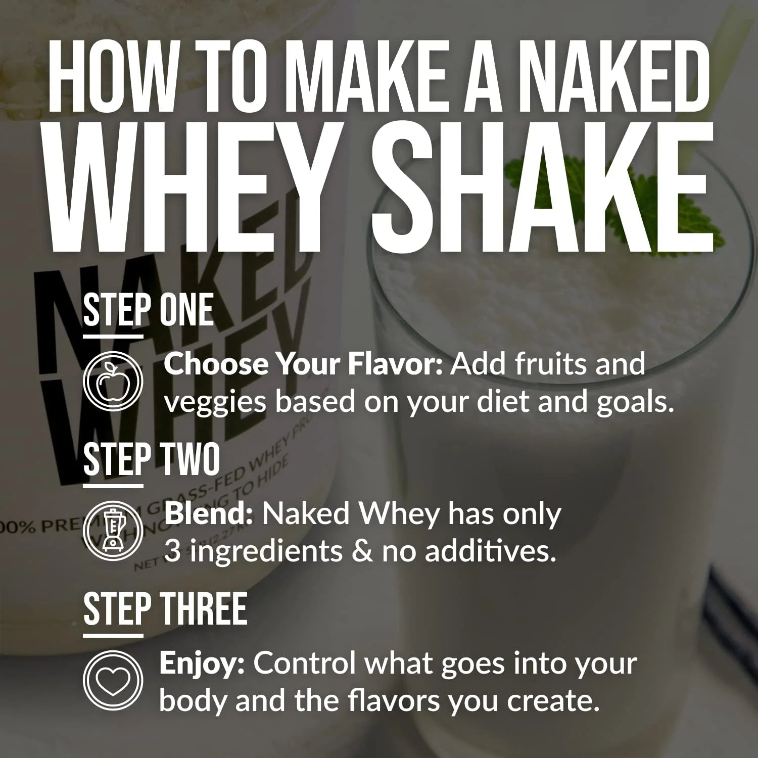 NAKED - Vanilla Whey Protein 1Lb, Only 3 Ingredients, All Natural Grass Fed Whey Protein Powder + Vanilla + Coconut Sugar- Gmo-Free, Soy Free, Gluten Free. Aid Muscle Growth, 12 Servings