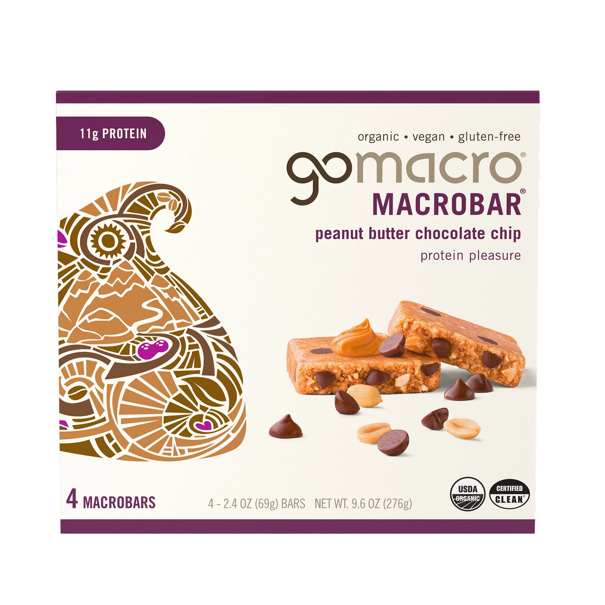 Macrobar - Organic Vegan Protein Bars - Peanut Butter Chocolate Chip (4 Count)