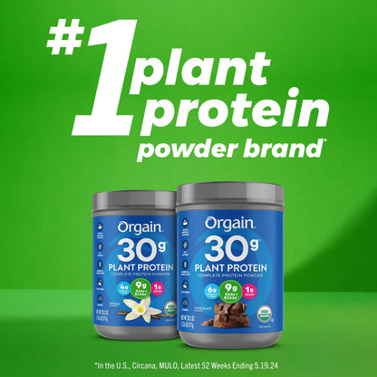 Organic Vegan 30G High Protein Powder, Plant Based Shake Drink, Prebiotic Fiber, Chocolate, 1.26Lb