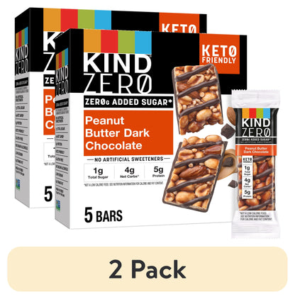 (2 Pack)  KIND Zero Added Sugar Bars, Keto Friendly Snacks - 5 Bars