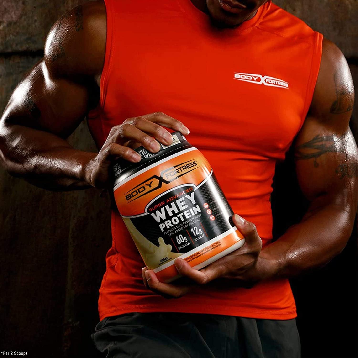 Body Fortress - Whey Protein Powder 5 Lb, Strawberry Flavor
