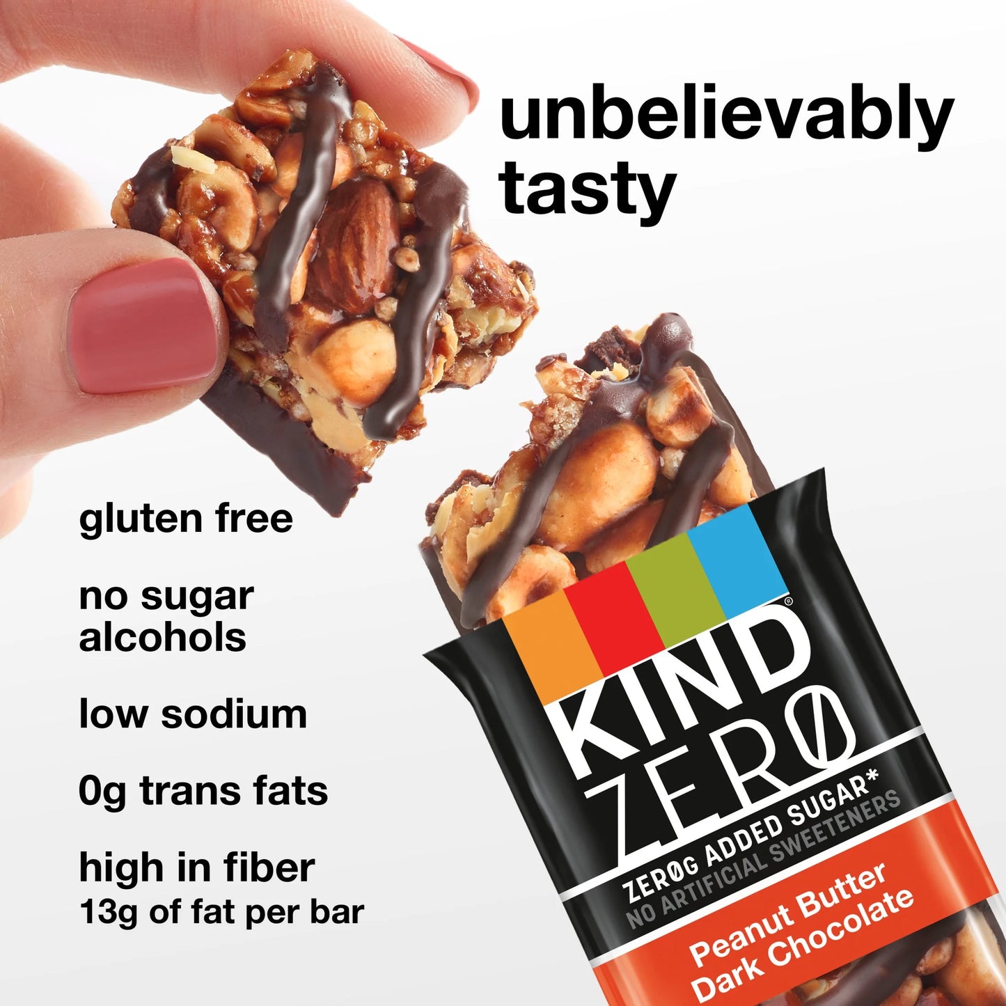 (2 Pack)  KIND Zero Added Sugar Bars, Keto Friendly Snacks - 5 Bars