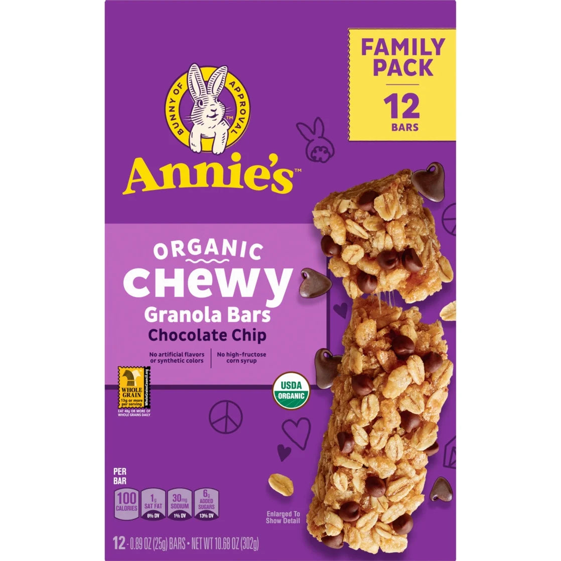 Annie's - (2 Pack)  Organic Chewy Granola Bars, Chocolate Chip, 12 Ct