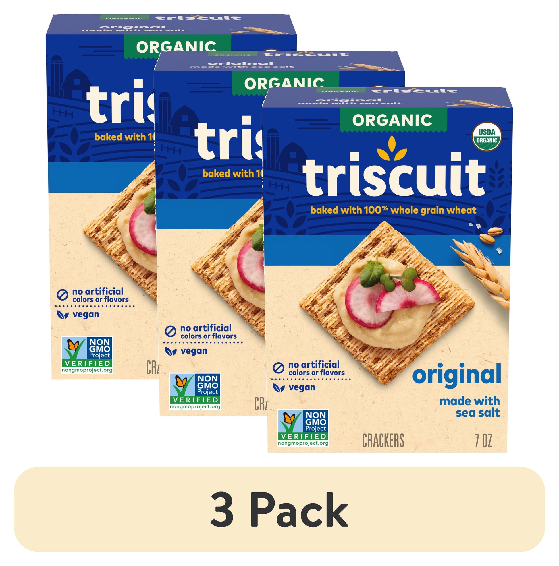 Triscuit - Organic Original Whole Grain Wheat Crackers, Organic Crackers, Vegan Snacks, 7 Oz