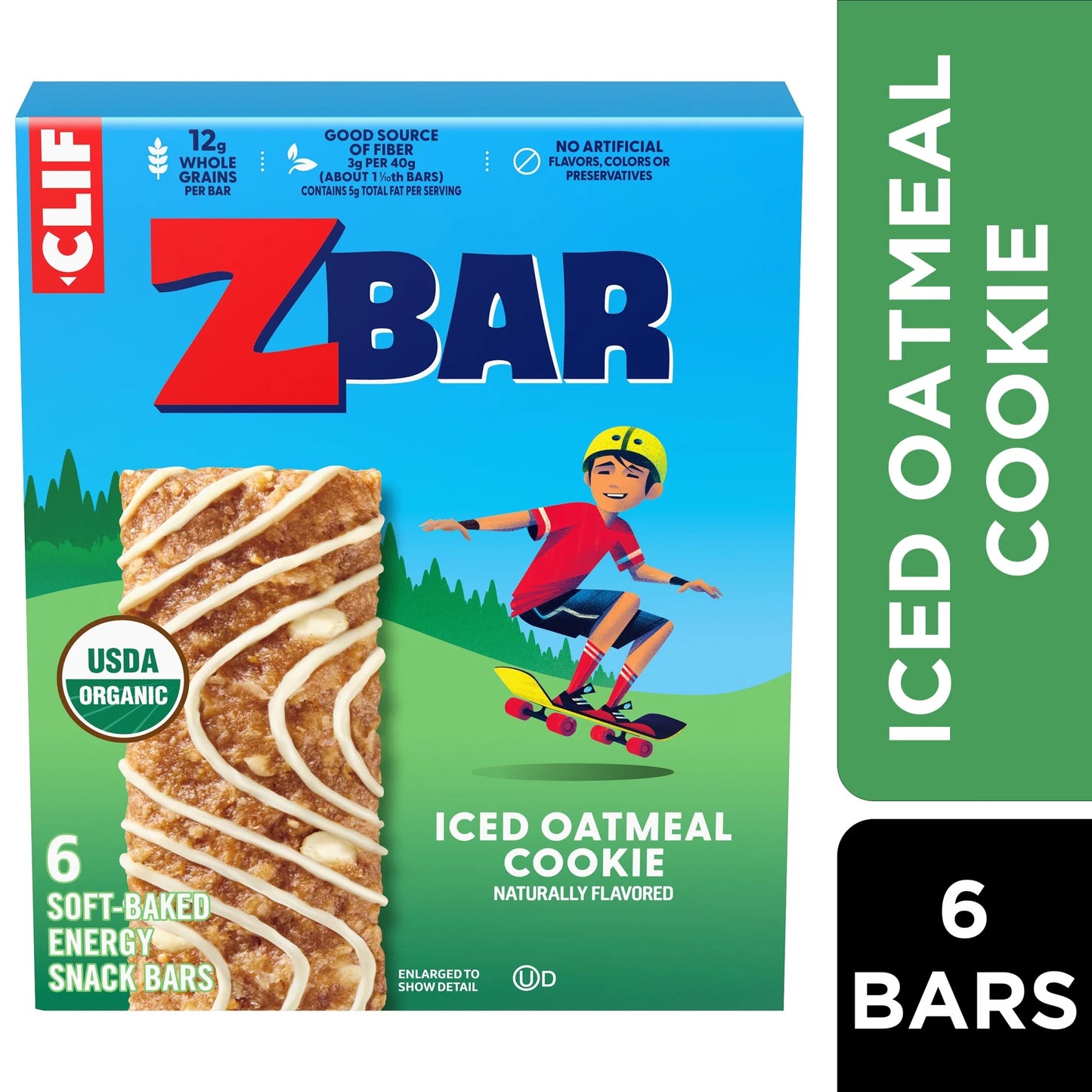 Clif - Iced Oatmeal Cookie Flavor Soft Baked Snack Bars, Organic Granola Bars, 6Ct