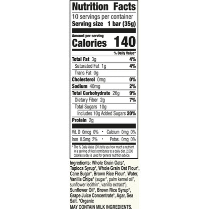 Cascadian Farm - Organic Vanilla Chip Chewy Granola Bars, Value Size, 10 Bars, 12.3 Oz.