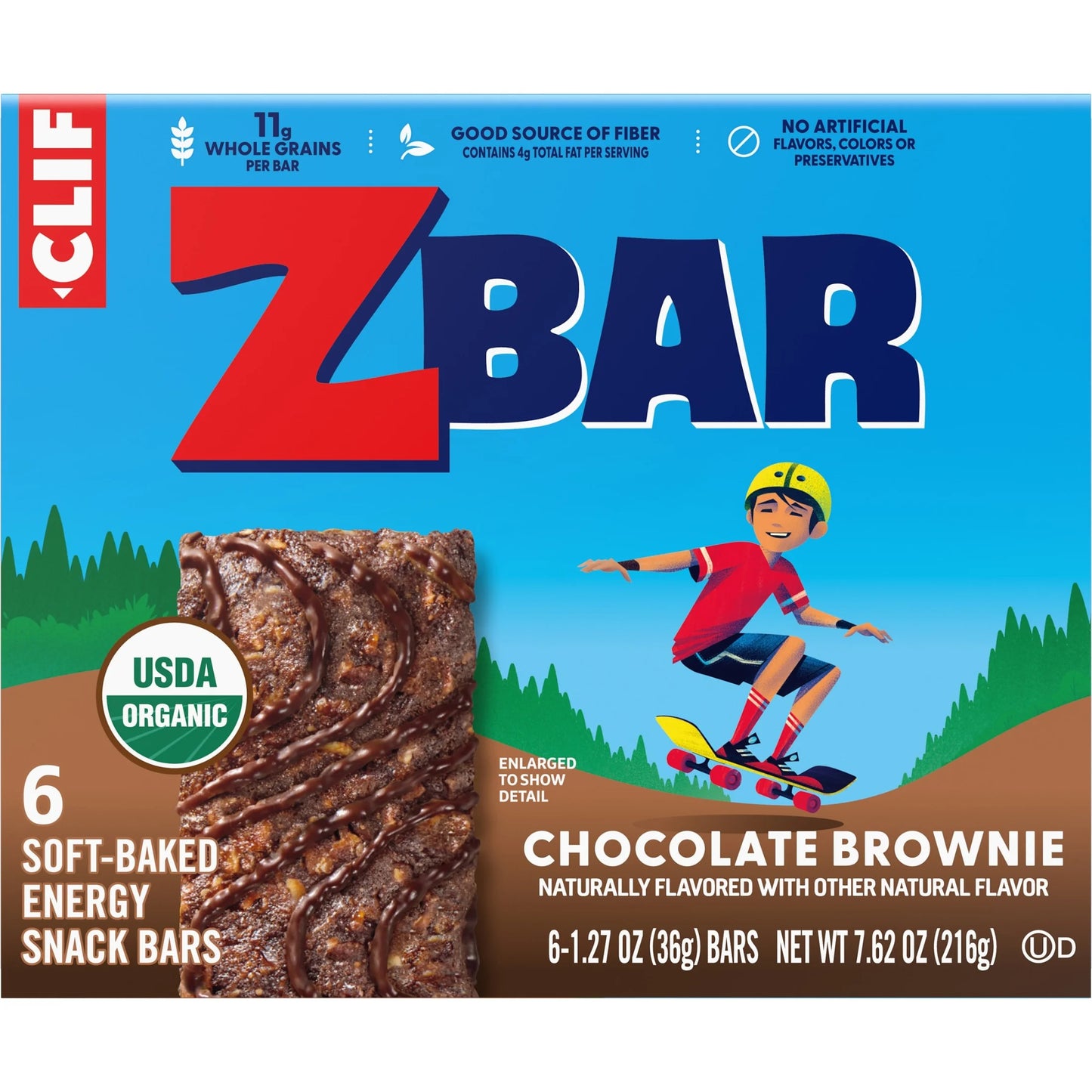 Clif - Chocolate Brownie Flavor Soft Baked Snack Bars, Organic Granola Bars, 6Ct