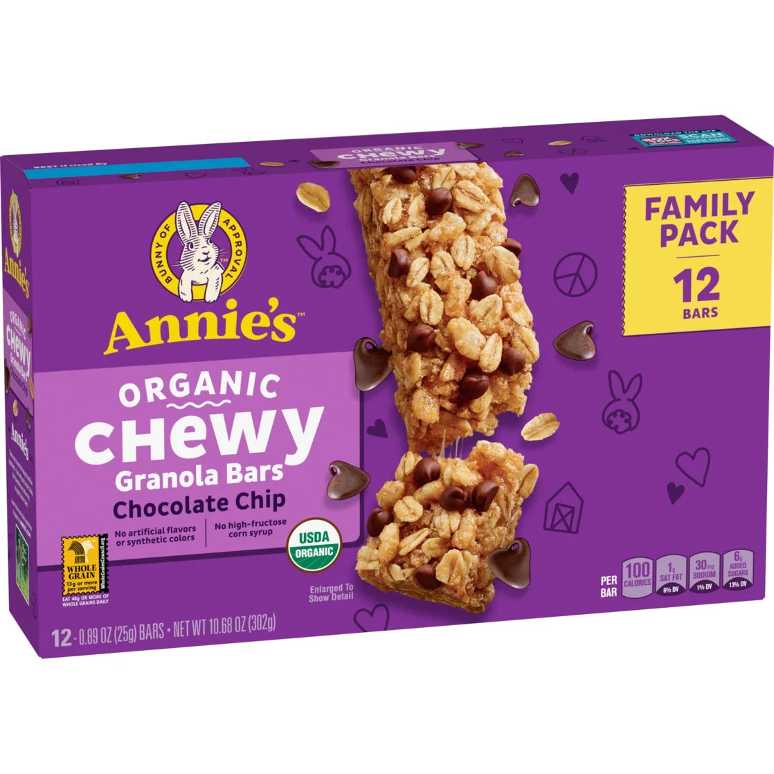 Annie's - (2 Pack)  Organic Chewy Granola Bars, Chocolate Chip, 12 Ct