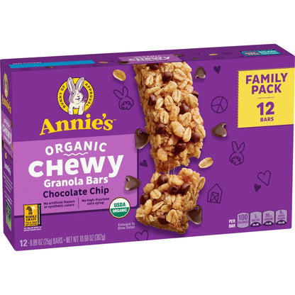 Annie's - (2 Pack)  Organic Chewy Granola Bars, Chocolate Chip, 12 Ct
