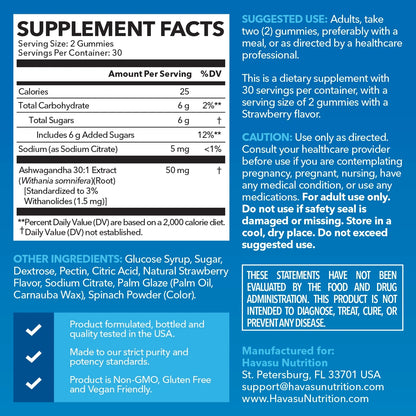 Havasu - Ashwagandha Gummies, Stress Relief for Adults - Vegan Gummies, 60 Gummies