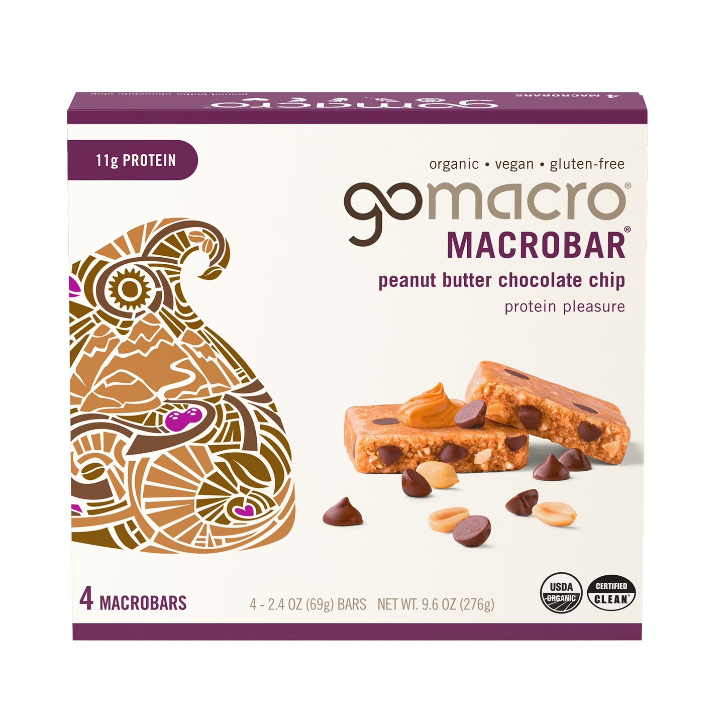 Macrobar - Organic Vegan Protein Bars - Peanut Butter Chocolate Chip (4 Count)