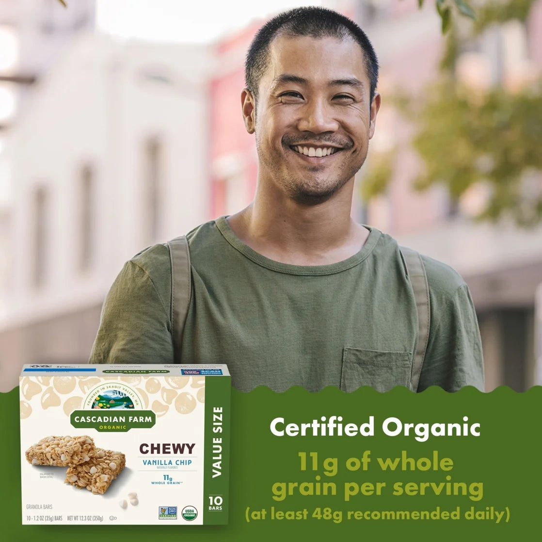 Cascadian Farm - Organic Vanilla Chip Chewy Granola Bars, Value Size, 10 Bars, 12.3 Oz.