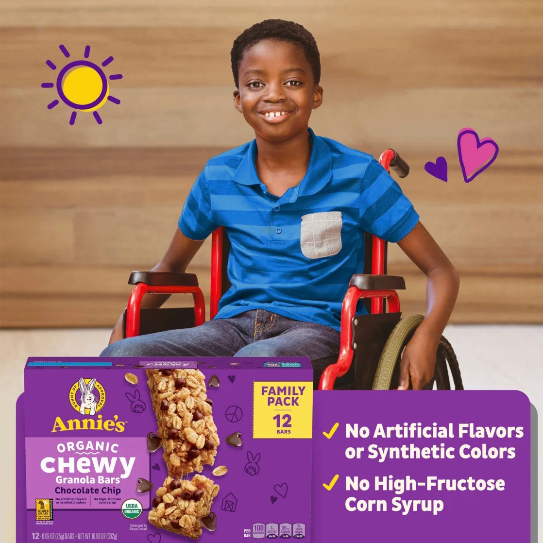 Annie's - (2 Pack)  Organic Chewy Granola Bars, Chocolate Chip, 12 Ct