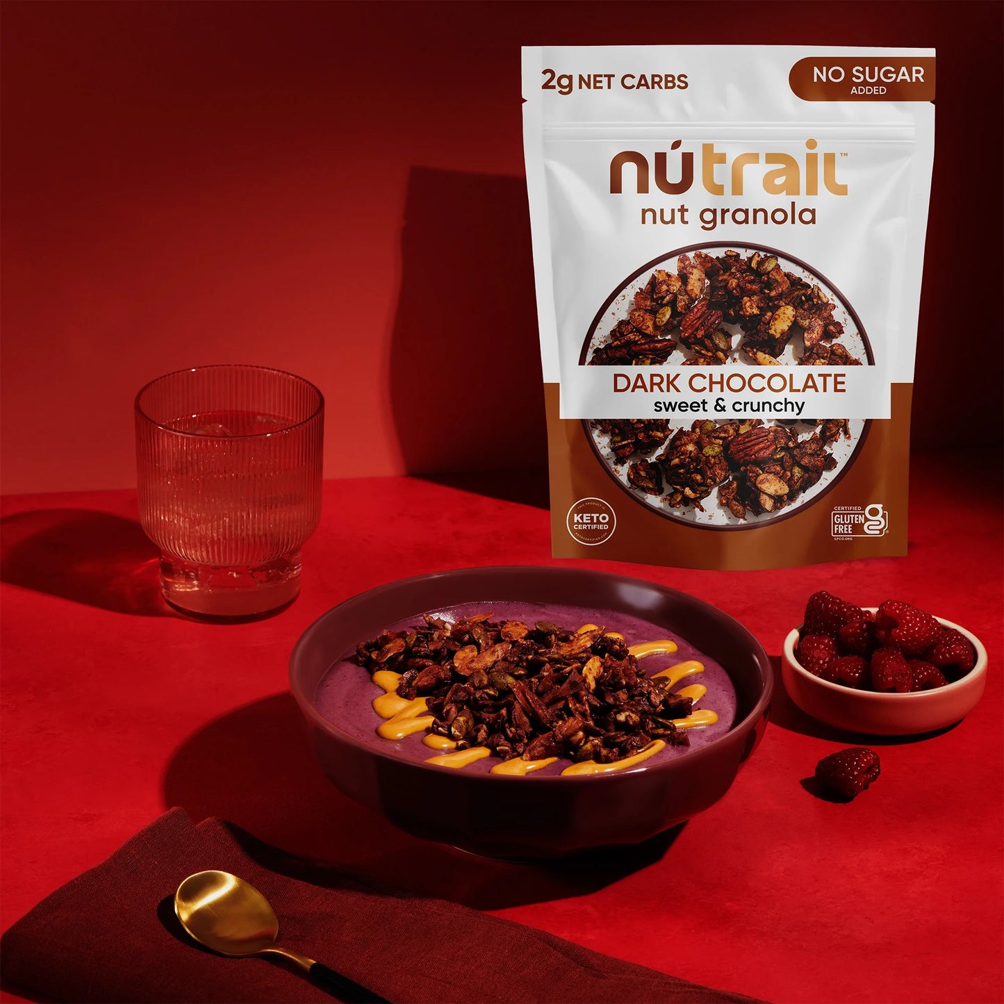Nutrait Granola Cereal, Dark Chocolate, No Sugar Added, Keto, Gluten Free, 11 Oz. 1 Count