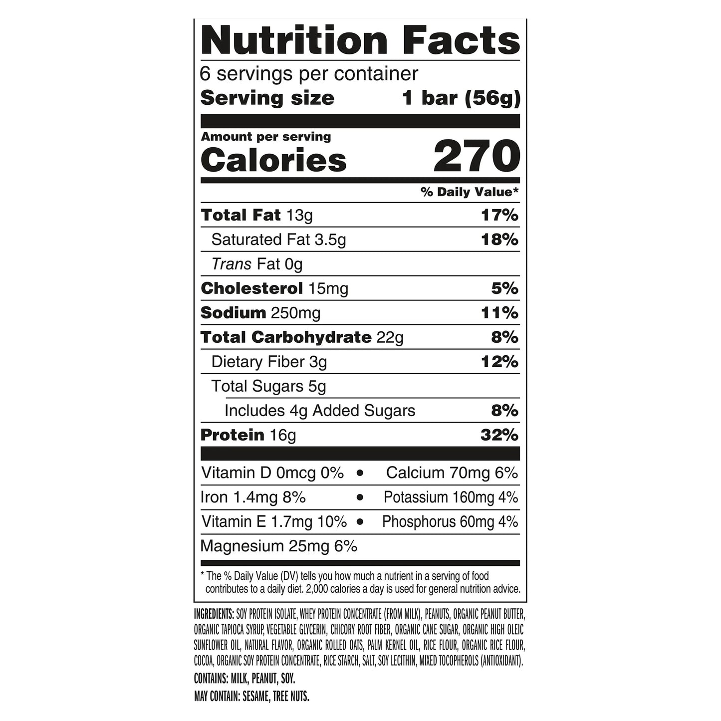 CLIF - Protein Bars Crispy Peanut Butter Chocolate Flavored, Reduced Sugar, Gluten Free, 6Ct