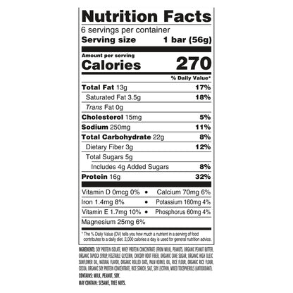 CLIF - Protein Bars Crispy Peanut Butter Chocolate Flavored, Reduced Sugar, Gluten Free, 6Ct