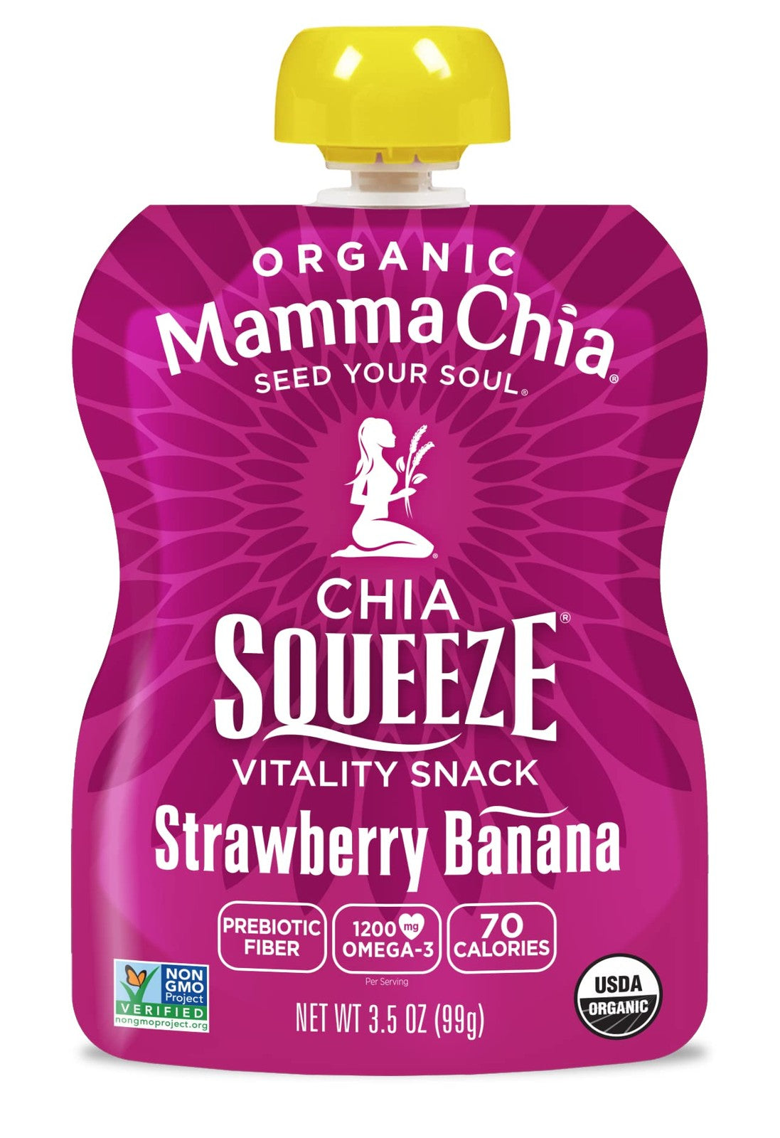 Mamma Chia - Strawberry Banana Organic Fruit Snack Pack of 16 Non GMO Gluten Free