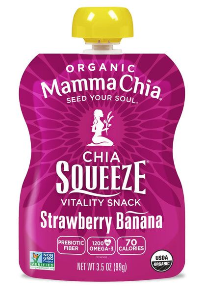 Mamma Chia - Strawberry Banana Organic Fruit Snack Pack of 16 Non GMO Gluten Free