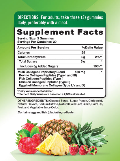 Nature's Truth - Multi Collagen Peptides, Non-GMO, Gluten Free - 60 Gummies