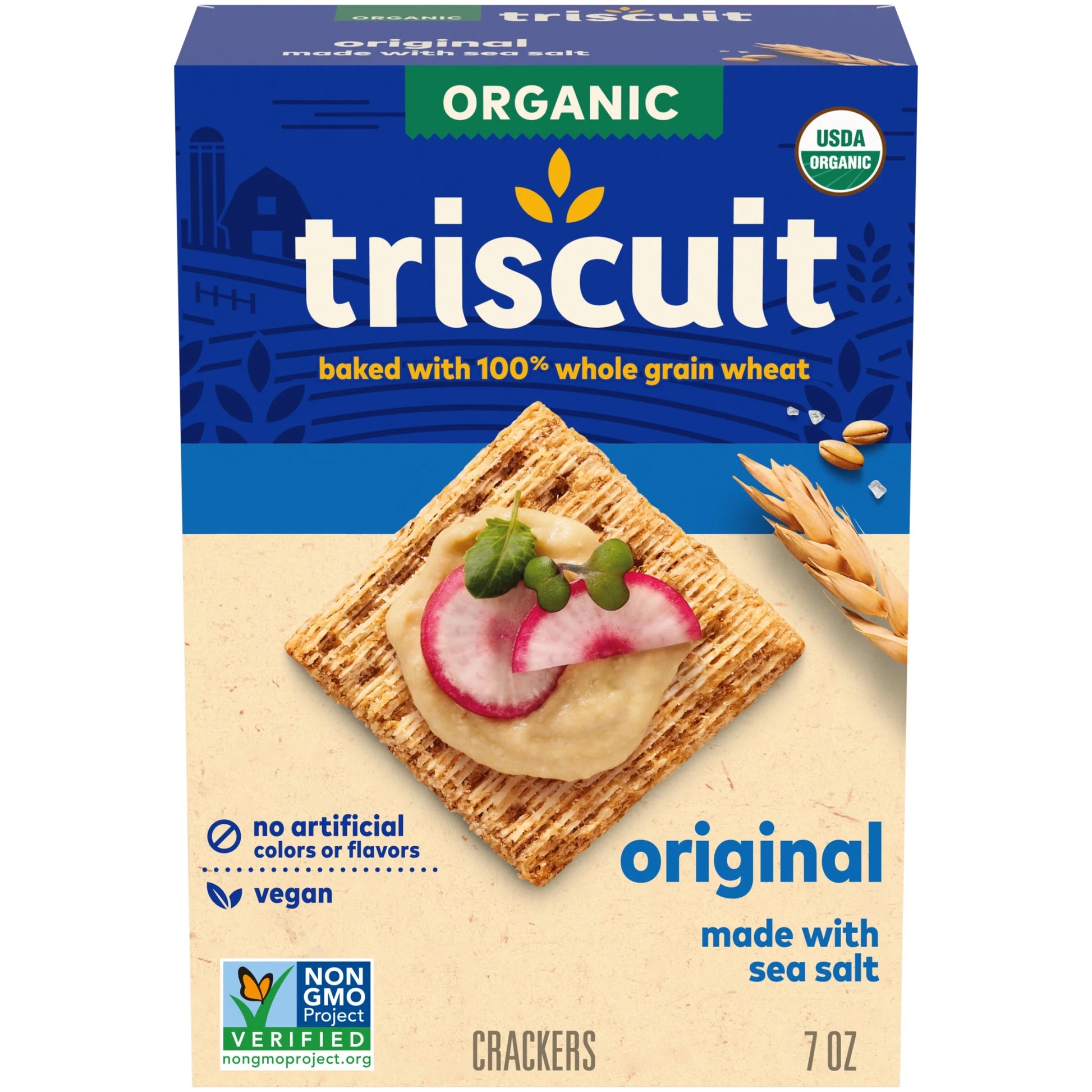 Triscuit - Organic Original Whole Grain Wheat Crackers, Organic Crackers, Vegan Snacks, 7 Oz