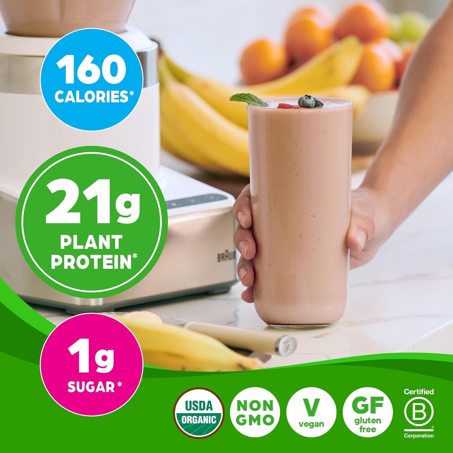Orgain Organic Vegan Protein Powder + 50 Superfoods, Creamy Chocolate Fudge - 21G Plant Based Protein, Gluten Free, Dairy Free, Lactose Free, Soy Free, No Sugar Added, Kosher, B Vitamins - 2.02Lb