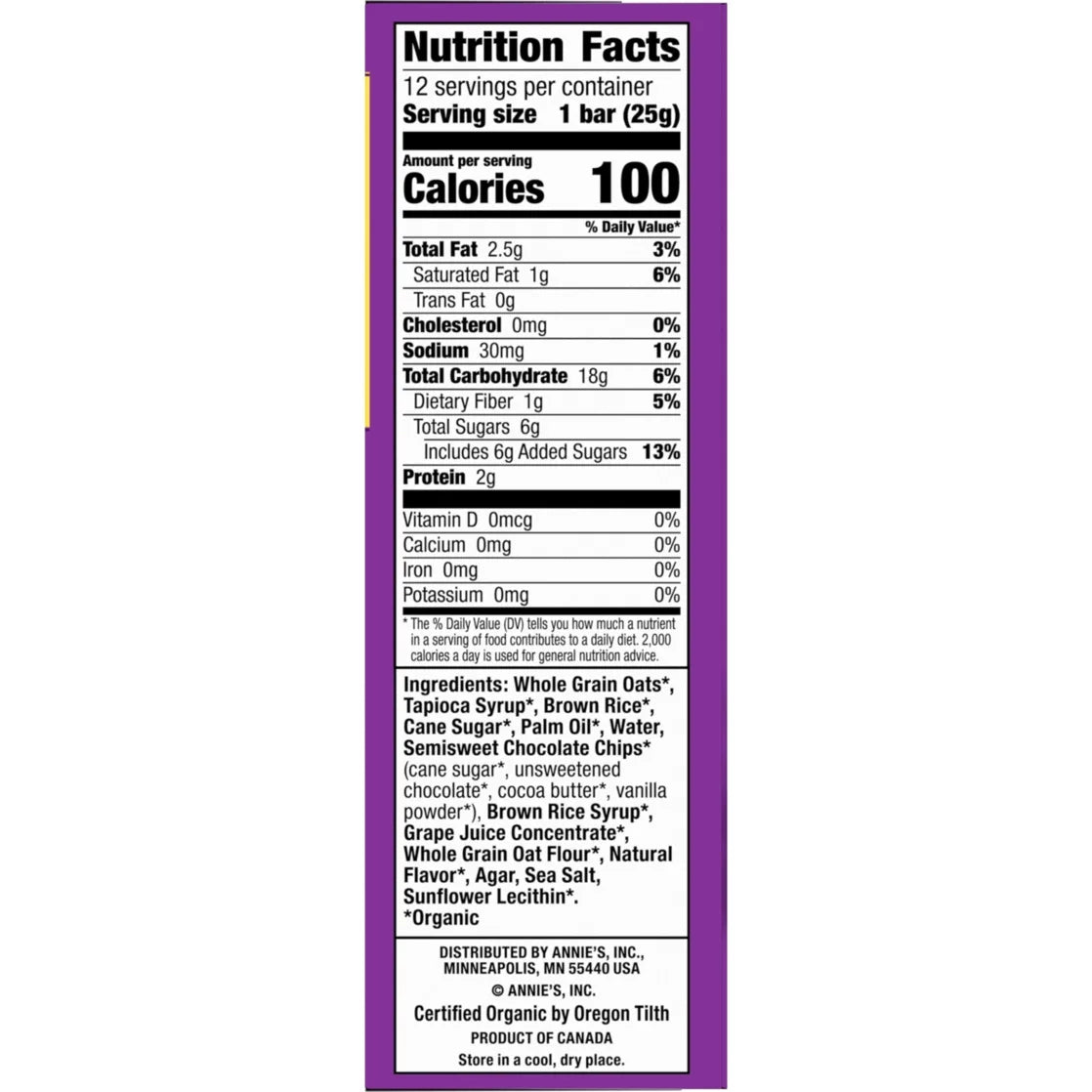 Annie's - (2 Pack)  Organic Chewy Granola Bars, Chocolate Chip, 12 Ct