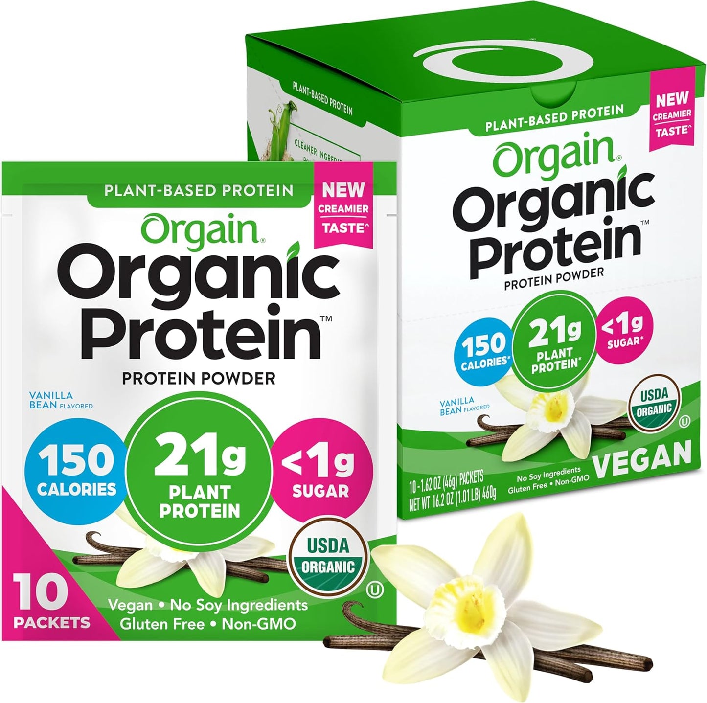 Orgain - Organic Unflavored Vegan Protein Powder, Natural Unsweetened - Non Dairy, Gluten Free, No Sugar Added, Soy Free, Non-Gmo, 1.59 Lb (Packaging May Vary)