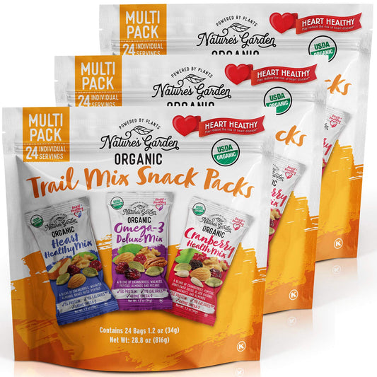 Nature's Garden - Organic Trail Mix Snack, Multi Pack 28.8 Oz - 24 Individual Servings (Pack of 3)