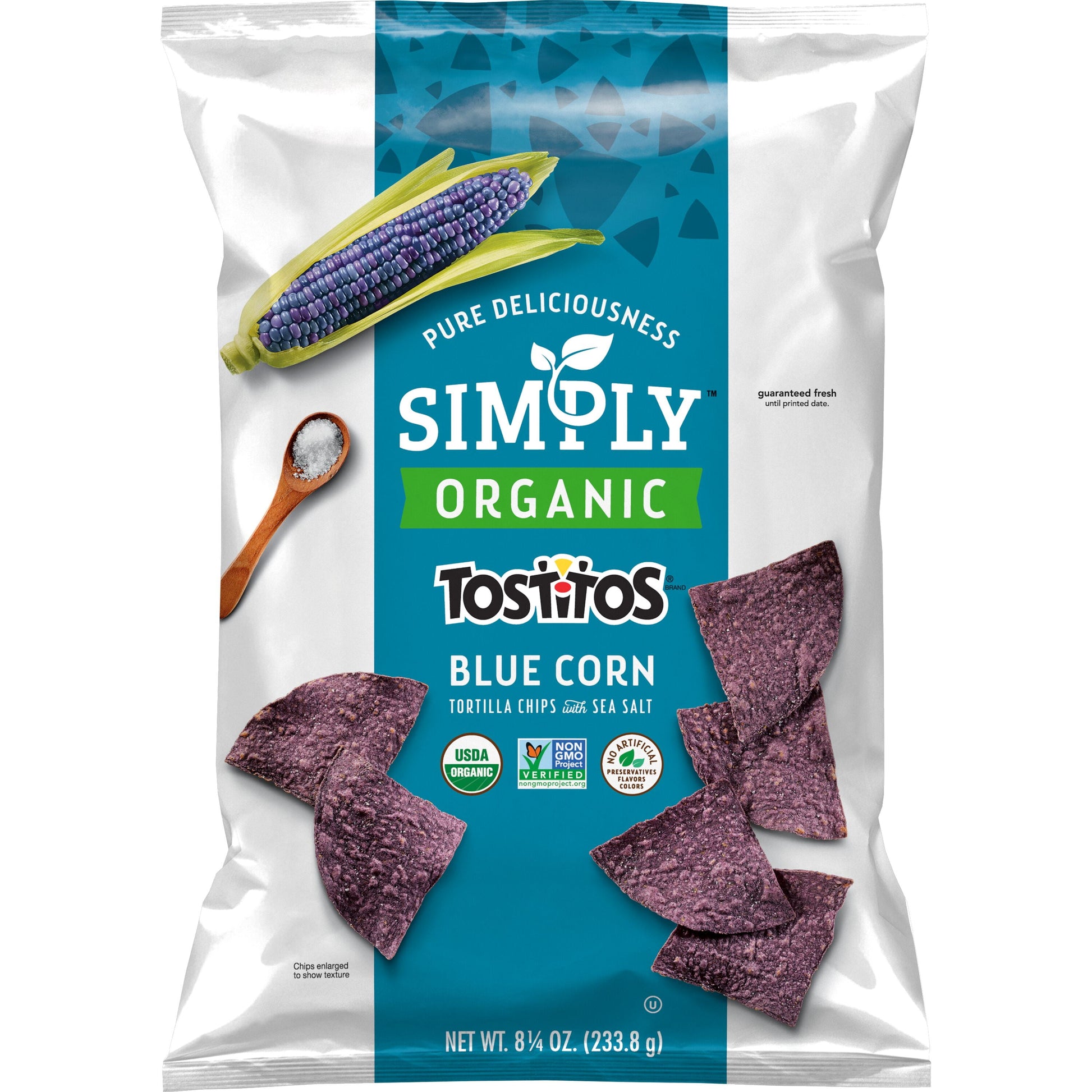 Simply Organic - Blue Corn Tortilla Chips, 8.25 Oz Bag