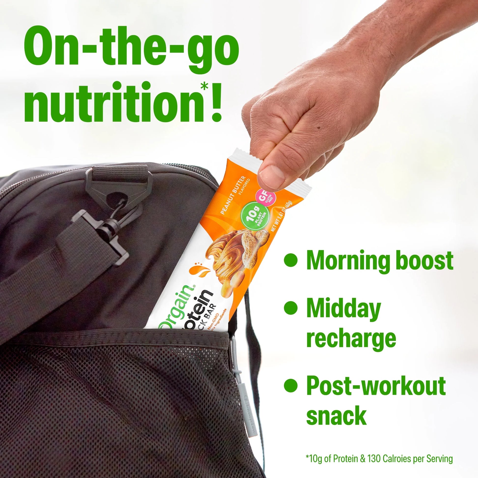 Orgain - Organic Plant Based Protein Snack Bars, Peanut Butter, 16.9Oz, 12Ct