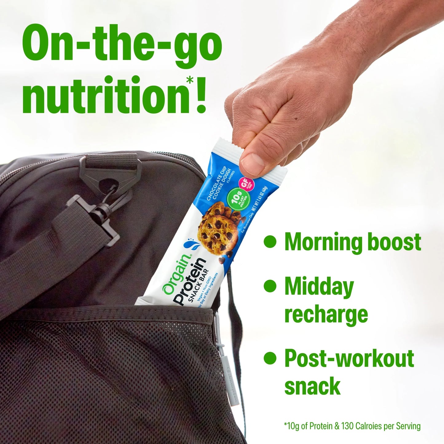 Orgain - Organic Plant Based Protein Snack Bars, Chocolate Chip Cookie Dough, 16.9Oz, 12Ct